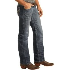 Rock N Roll Cowboy Men's Stackable Dark Wash Jean -BuckarooBoutique MSP1763 2