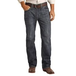 Rock N Roll Cowboy Men's Double Barrel Straight Dark Vintage Jean -BuckarooBoutique RRMD0SRZPF 2