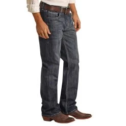Rock N Roll Cowboy Men's Double Barrel Straight Dark Vintage Jean -BuckarooBoutique RRMD0SRZPF 3