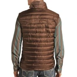 Rock N Roll Cowboy Men's Brown Poly Fill Puffer Vest -BuckarooBoutique RRMO98RZWE 3