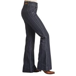 Rock & Roll Denim Women's High Rise Jacquard Stripe Trouser -BuckarooBoutique RRWD5HRZQI 3