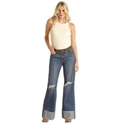 Rock & Roll Denim Womens Med Wash Comfort Flare -BuckarooBoutique RRWD6HR1BI 01