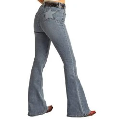 Rock & Roll Denim Women's High Rise Star Back Flare Jeans -BuckarooBoutique RRWD6HRZTR 3
