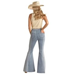 Rock & Roll Denim Womens Two Tone Bell Bottom Jeans -BuckarooBoutique RRWD7PR1AP 02