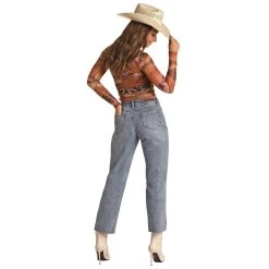 Rock & Roll Denim Womens Distressed Straight Crop -BuckarooBoutique RRWD9HR100 02