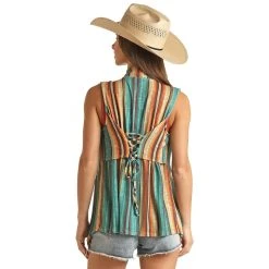 Rock & Roll Denim Women's Roll Serape Vest -BuckarooBoutique RRWT98RZN6 2